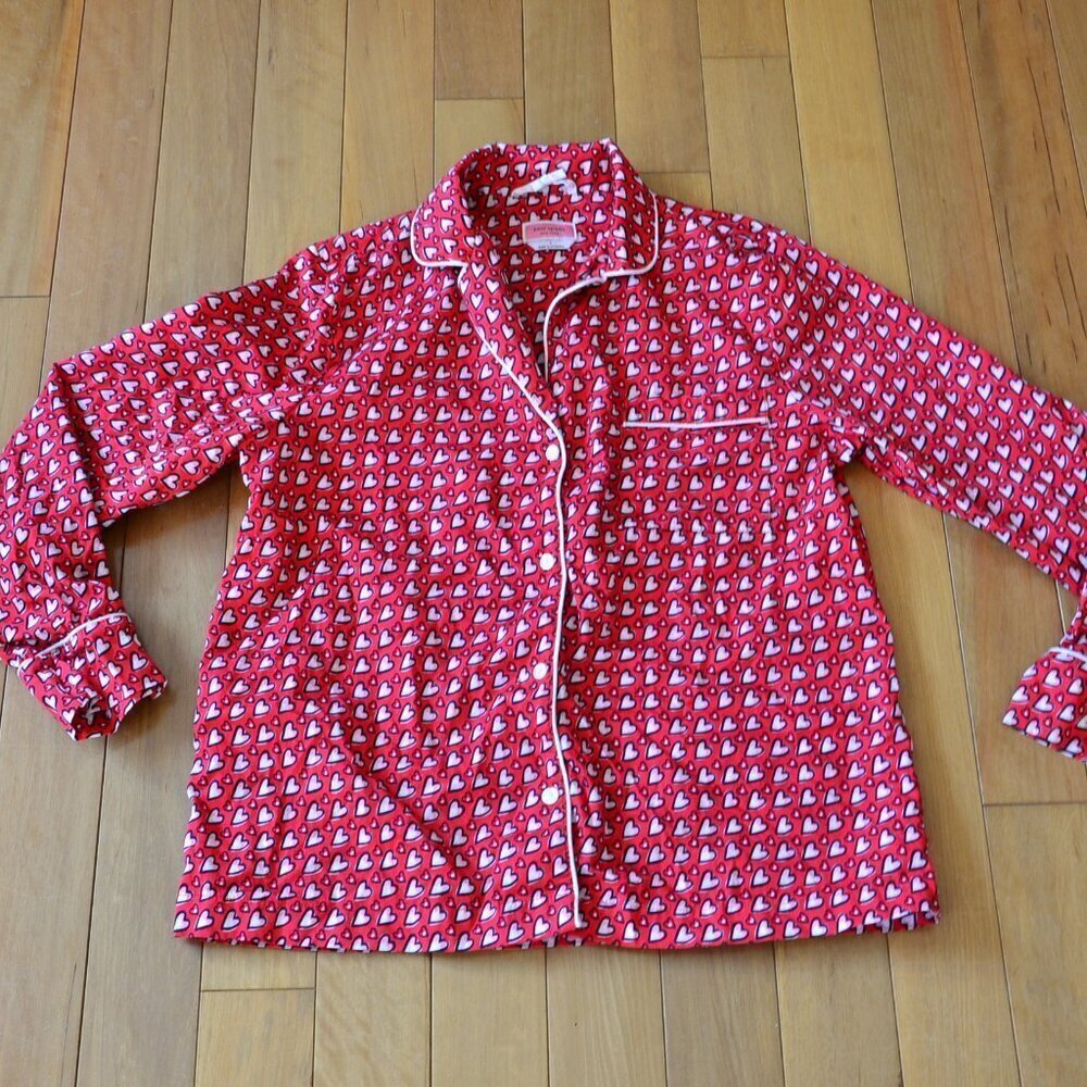 Kate Spade Red Heart PJ Top Size S 100% cotton Valentine's Day